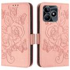 For Realme Narzo N53 4G Embossed Rose RFID Anti-theft Leather Phone Case(Pink) - 2