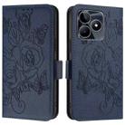 For Realme Narzo N53 4G Embossed Rose RFID Anti-theft Leather Phone Case(Dark Blue) - 2