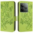 For Realme GT 6 5G Global Embossed Rose RFID Anti-theft Leather Phone Case(Green) - 3