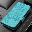 For Realme GT 6 5G Global Embossed Rose RFID Anti-theft Leather Phone Case(Light Blue) - 2