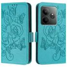 For Realme GT 6 5G Global Embossed Rose RFID Anti-theft Leather Phone Case(Light Blue) - 3