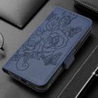 For Realme GT 6 5G Global Embossed Rose RFID Anti-theft Leather Phone Case(Dark Blue) - 2