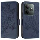 For Realme GT 6 5G Global Embossed Rose RFID Anti-theft Leather Phone Case(Dark Blue) - 3