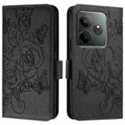 For Realme GT 6 5G Global Embossed Rose RFID Anti-theft Leather Phone Case(Black) - 3