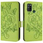 For Realme C17 / 7i Embossed Rose RFID Anti-theft Leather Phone Case(Green) - 3