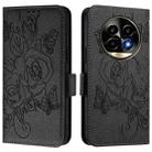 For Realme 13 Pro / 13 Pro+ 5G Embossed Rose RFID Anti-theft Leather Phone Case(Black) - 3