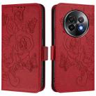 For Realme 13+ 5G Embossed Rose RFID Anti-theft Leather Phone Case(Red) - 2