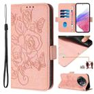 For Realme 13+ 5G Embossed Rose RFID Anti-theft Leather Phone Case(Pink) - 1