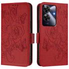 For Realme Note 60 4G / C61 4G India Embossed Rose RFID Anti-theft Leather Phone Case(Red) - 2