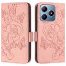 For Realme Note 60 4G / C61 4G India Embossed Rose RFID Anti-theft Leather Phone Case(Pink) - 2