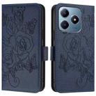 For Realme Note 60 4G / C61 4G India Embossed Rose RFID Anti-theft Leather Phone Case(Dark Blue) - 2