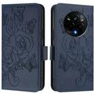 For Realme 14 Pro 5G Embossed Rose RFID Anti-theft Leather Phone Case(Dark Blue) - 2