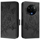 For Realme 14 Pro 5G Embossed Rose RFID Anti-theft Leather Phone Case(Black) - 2