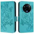For Realme 14 Pro+ 5G Embossed Rose RFID Anti-theft Leather Phone Case(Light Blue) - 2