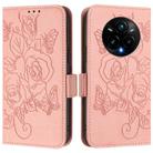 For Realme 14 Pro+ 5G Embossed Rose RFID Anti-theft Leather Phone Case(Pink) - 2