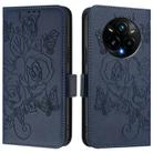 For Realme 14 Pro+ 5G Embossed Rose RFID Anti-theft Leather Phone Case(Dark Blue) - 2