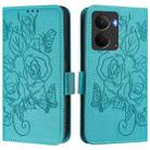 For Realme P3 5G Embossed Rose RFID Anti-theft Leather Phone Case(Light Blue) - 2