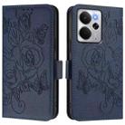 For Realme 14 5G / 14T 5G Global Embossed Rose RFID Anti-theft Leather Phone Case(Dark Blue) - 2