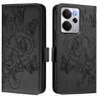 For Realme 14 5G / 14T 5G Global Embossed Rose RFID Anti-theft Leather Phone Case(Black) - 2