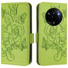 For Realme Narzo 80 Pro / 14 Pro 5G India Embossed Rose RFID Anti-theft Leather Phone Case(Green) - 2