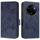 For Realme Narzo 80 Pro / 14 Pro 5G India Embossed Rose RFID Anti-theft Leather Phone Case(Dark Blue) - 2