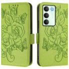 For Realme 14x Global / V70 5G / C75 5G Embossed Rose RFID Anti-theft Leather Phone Case(Green) - 2