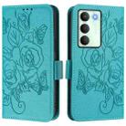For Realme 14x Global / V70 5G / C75 5G Embossed Rose RFID Anti-theft Leather Phone Case(Light Blue) - 2
