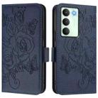 For Realme 14x Global / V70 5G / C75 5G Embossed Rose RFID Anti-theft Leather Phone Case(Dark Blue) - 2