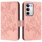 For Realme C71 4G Global Embossed Rose RFID Anti-theft Leather Phone Case(Pink) - 2