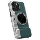 For iPhone 15 Pro 3D Retro Bluetooth Camera Magsafe Mirror Phone Case(Dark Green) - 1