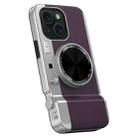 For iPhone 15 3D Retro Bluetooth Camera Magsafe Mirror Phone Case(Dark Purple) - 1