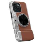 For iPhone 14 3D Retro Bluetooth Camera Magsafe Mirror Phone Case(Brown) - 1