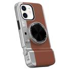 For iPhone 12 3D Retro Bluetooth Camera Magsafe Mirror Phone Case(Brown) - 1