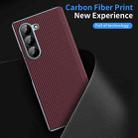 For Samsung Galaxy Z Fold6 5G Electroplated Carbon Fiber Pattern Folding Phone Case with Hinge(Red) - 2