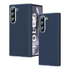 For Samsung Galaxy Z Fold6 5G Electroplated Carbon Fiber Pattern Folding Phone Case with Hinge(Blue) - 1