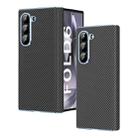 For Samsung Galaxy Z Fold5 5G Electroplated Carbon Fiber Pattern Folding Phone Case with Hinge(Black) - 1