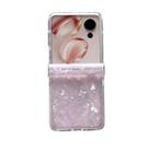 For Honor Magic V Flip Three-piece Set Pearlescent Shell Texture Phone Case(Pink) - 1