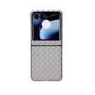 For Motorola Razr 50 Woven Texture Folding PU Phone Case(Silver) - 1