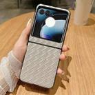 For Motorola Razr 50 Woven Texture Folding PU Phone Case(Silver) - 2