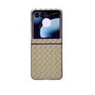 For Motorola Razr 50 Woven Texture Folding PU Phone Case(Gold) - 1