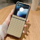 For Motorola Razr 50 Woven Texture Folding PU Phone Case(Gold) - 2