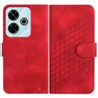 For Redmi 13 4G YX0060 Elephant Head Embossed Phone Leather Case with Lanyard(Red) - 1
