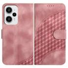 For Redmi Note 12 Turbo / Xiaomi Poco F5 Elephant Head Embossed Phone Leather Case with Lanyard(Pink) - 1