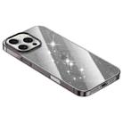 For iPhone 15 Pro Max Electroplated PC Hybrid Glitter Glass Phone Case(Black) - 1