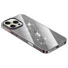 For iPhone 15 Pro Electroplated PC Hybrid Glitter Glass Phone Case(Black) - 1