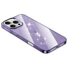 For iPhone 15 Pro Electroplated PC Hybrid Glitter Glass Phone Case(Purple) - 1