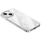 For iPhone 15 Electroplated PC Hybrid Glitter Glass Phone Case(Transparent) - 1