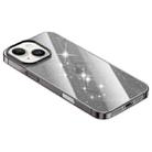 For iPhone 14 Electroplated PC Hybrid Glitter Glass Phone Case(Black) - 1