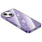 For iPhone 14 Electroplated PC Hybrid Glitter Glass Phone Case(Purple) - 1