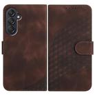 For Samsung Galaxy M35 Elephant Head Embossed Phone Leather Case with Lanyard(Coffee) - 1